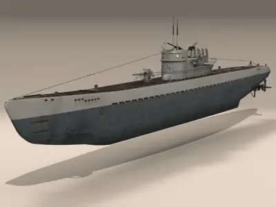 Type IX U-boat submarine 3D model