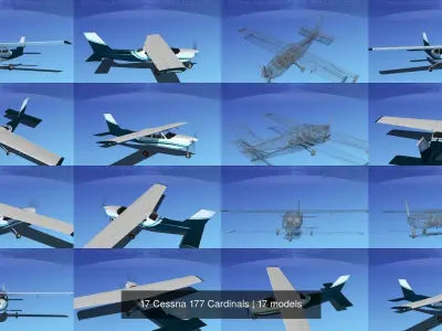 17 Cessna 177 Cardinals 3D Model Collection