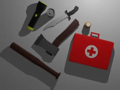 Game Ready Low Poly Survival Pack Low-poly 3D model