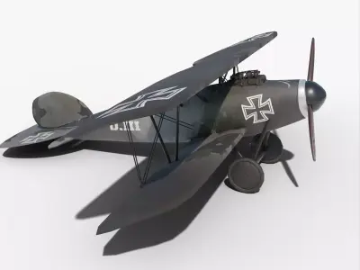 Albatros DIII German world war 1 plane  Low-poly 3D model