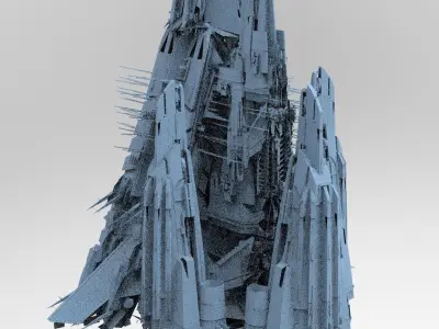 Space colony Military Tower 1 3D model