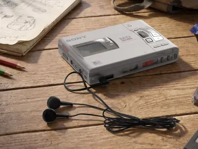 Sony MZ R50 with Headphones 3D model