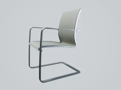 Modern chair white textile - metal silver Low-poly 3D model