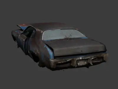 Wrecked and Rusty Car 01 Free low-poly 3D model