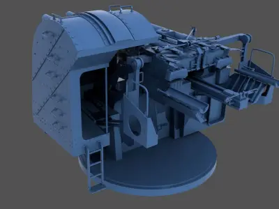 Yamato type 89 AA turret - Commercial license - 1-100 scale 3D print model