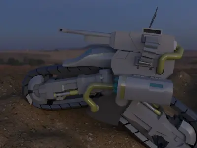 Mototank futuristic motorcycle in desert 3D model