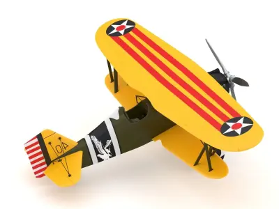 Curtiss P-6 Hawk Vintage Biplane Fighter Aircraft 3D model