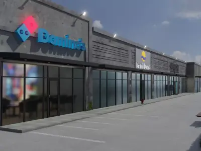Strip mall shops 3D model