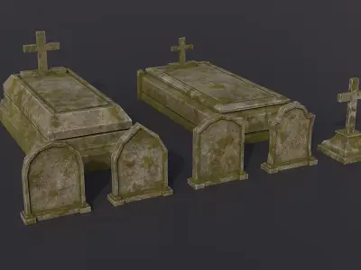 Graveyard kit Low-Poly 3d models Low-poly 3D model