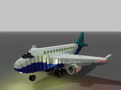Voxel Airplane Low-poly 3D model
