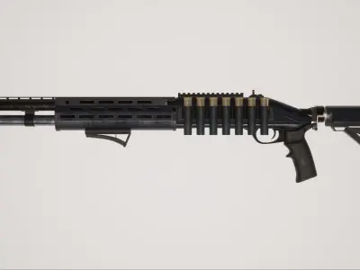 Shotgun 2 Used Low-poly 3D model