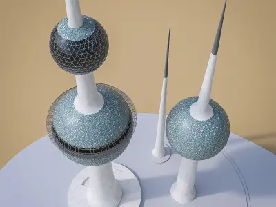 Kuwait Towers Low-poly 3D model