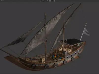Arabian Dhow Ship Low-poly 3D model