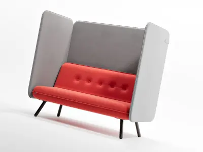 Two Seater Sofa with Writing Acoustic Screen - Koenig Neurath 3D model