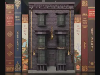 Magic Wand Shop Bookend Split - Commercial License 3D print model