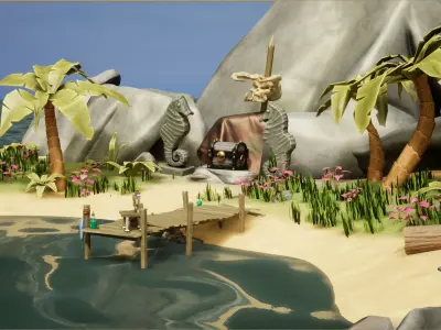 Stylized Beach Pack  Low-poly 3D model