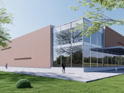 exhibition building Low-poly 3D model