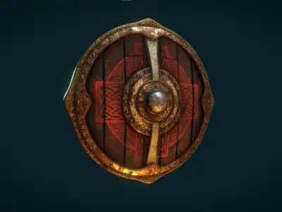 Battle Worn Viking Shield Low-poly 3D model