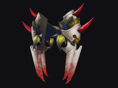 Claw Hand Medieval Claws Glove Blade Cutting Edged Wedge Low-poly 3D model