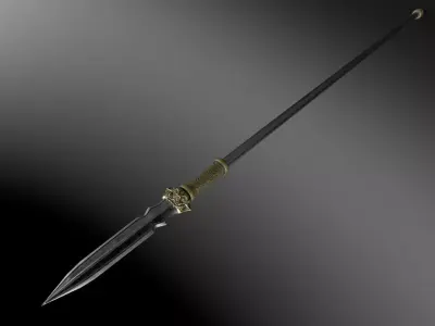 Ancient chinese weapon pike Low-poly 3D model