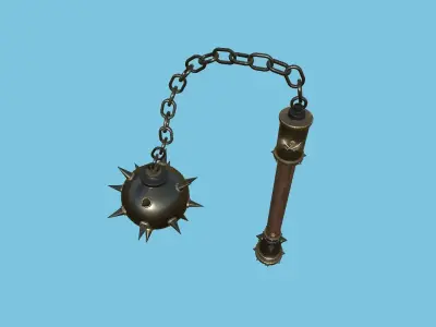 Medieval Flail 04 Black Dark - Character Fantasy Weaponry Low-poly 3D model