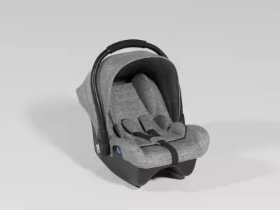 Gray fabric car seat for baby 0-13 kg S Low-poly 3D model