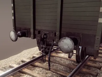 Railway Covered Goods Wagon 18T Vr5 DR Green Low-poly 3D model