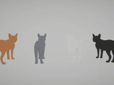 Flat World - Cats - Rigged and Animated Low-poly 3D model