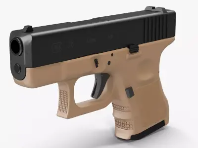 Glock 26 Brown Low-poly 3D model