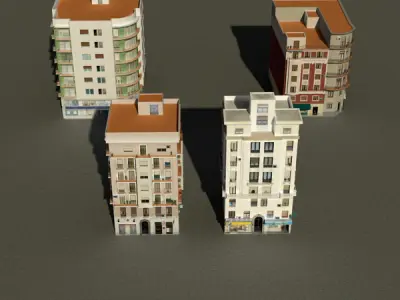 Building Collection 29-32 Low-poly 3D model