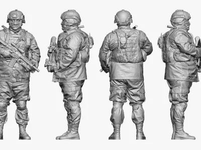 modern soldier in camouflage honeybadger 001149 3D model