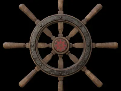 Old ship Tiller Free low-poly 3D model