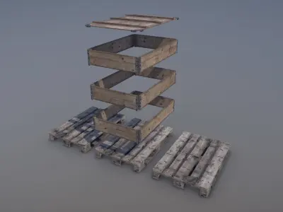 Cargo Wood Pallets Collars Cover EUR EPAL vr-3 Low-poly 3D model