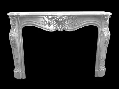 Beautiful antique Louis XV style fireplace with flowers decor in 3D model