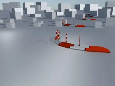 White and Red Road Traffic Barrier - Part 26 - Low-poly 3D model
