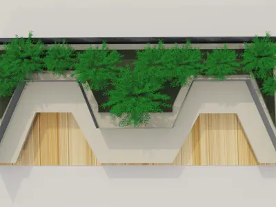Street bench with plant  3D model