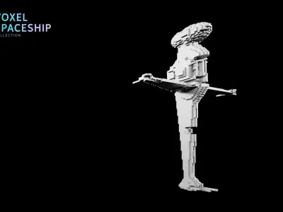 3D VOXEL SPACESHIP Collection 4 3D model