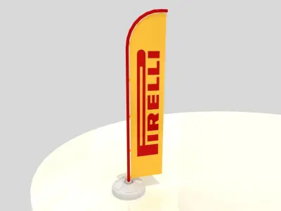 Beach Flag Roll up Banner Balloon Set 3D model