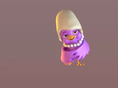 Cartoon Mama Bird Low-poly 3D model