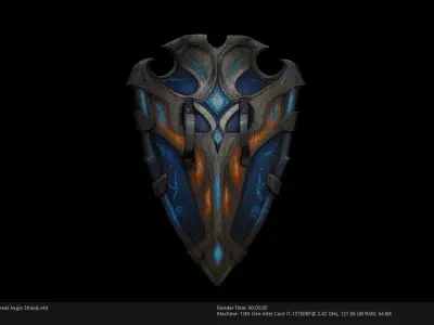 Low Poly Stylized Ethereal Aegis Shield Low-poly 3D model