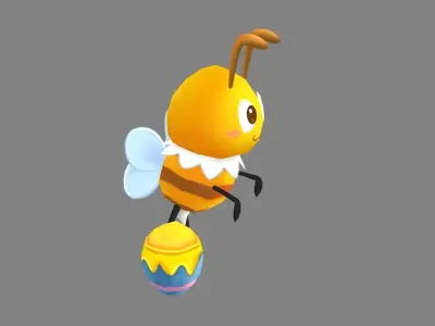 Cartoon bee - honey Low-poly 3D model