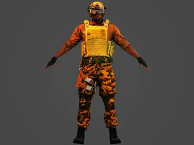 African American Military Mercenary Soldier  3D model