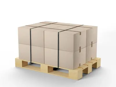 Pallet with cardboard boxes Low-poly 3D model