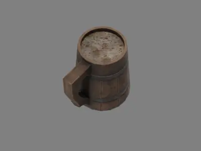 Wooden Historic Tankard Low-poly 3D model