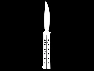 Balisong Butterfly Knife Silver Low-poly 3D model