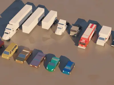 low poly toon cars pack vehicles 3d model Free low-poly 3D model