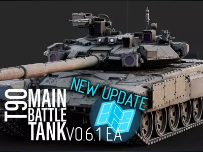 T90 MBT V061 Vehicle Blueprint Early Low-poly 3D model