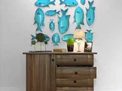 Dekor1 fish wall art on dresser 3D model