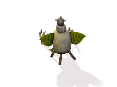 Stone Memorial Skull Totem Low-poly 3D model