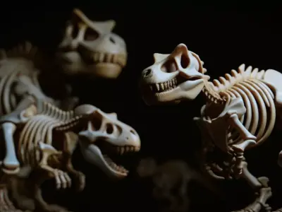 Dinosaurs Skeletons Collection Low-poly 3D model